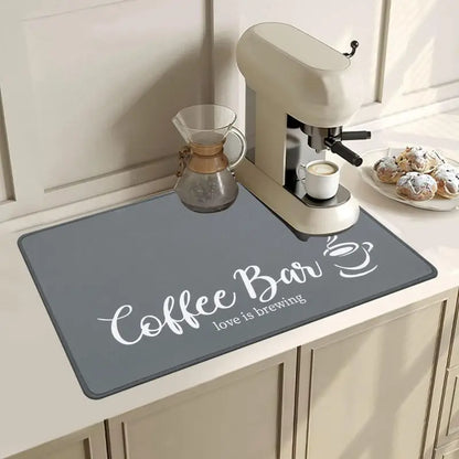 Super Absorbent Kitchen Counter Mat, Retro Anti-Slip Coffee Style Counter/Bar Protector