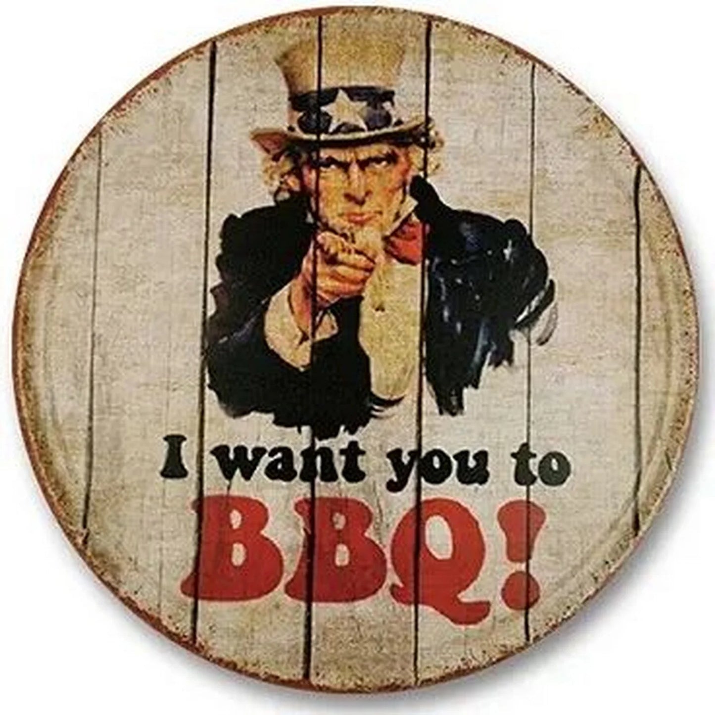 Retro Tin And Aluminium BBQ Signs. Novelty, Round, Vintage Style Signs For Garden, Shed, Man Cave, Restaurants And Cafes