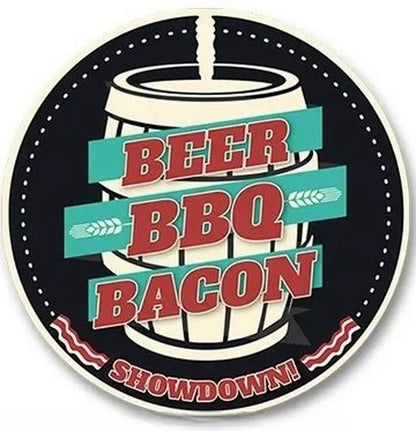 Retro Tin And Aluminium BBQ Signs. Novelty, Round, Vintage Style Signs For Garden, Shed, Man Cave, Restaurants And Cafes