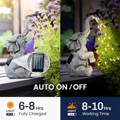 Solar Elephant Sprinkling Water String Lights for Garden