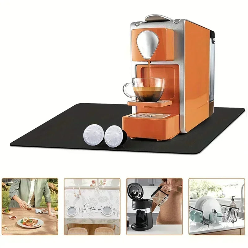 Super Absorbent Kitchen Counter Mat, Retro Anti-Slip Coffee Style Counter/Bar Protector