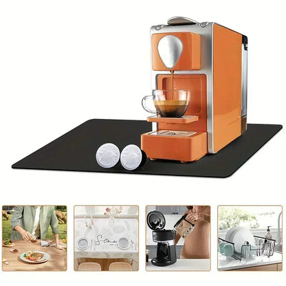 Super Absorbent Kitchen Counter Mat, Retro Anti-Slip Coffee Style Counter/Bar Protector