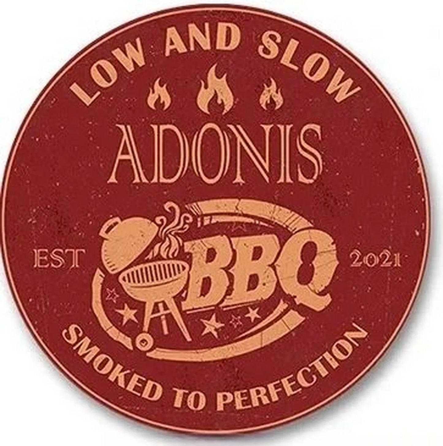 Retro Tin And Aluminium BBQ Signs. Novelty, Round, Vintage Style Signs For Garden, Shed, Man Cave, Restaurants And Cafes