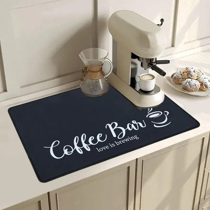 Super Absorbent Kitchen Counter Mat, Retro Anti-Slip Coffee Style Counter/Bar Protector