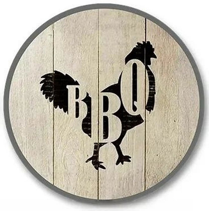 Retro Tin And Aluminium BBQ Signs. Novelty, Round, Vintage Style Signs For Garden, Shed, Man Cave, Restaurants And Cafes