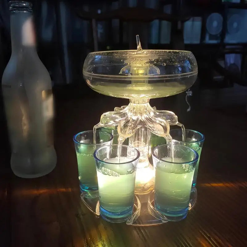 LED Party Shot Dispenser. Multi-Pour Shot Drinks With 6 Shot Glasses
