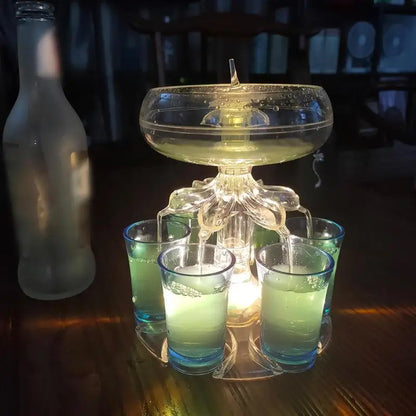 LED Party Shot Dispenser. Multi-Pour Shot Drinks With 6 Shot Glasses