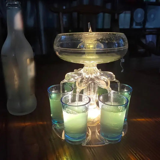 LED Party Shot Dispenser. Multi-Pour Shot Drinks With 6 Shot Glasses