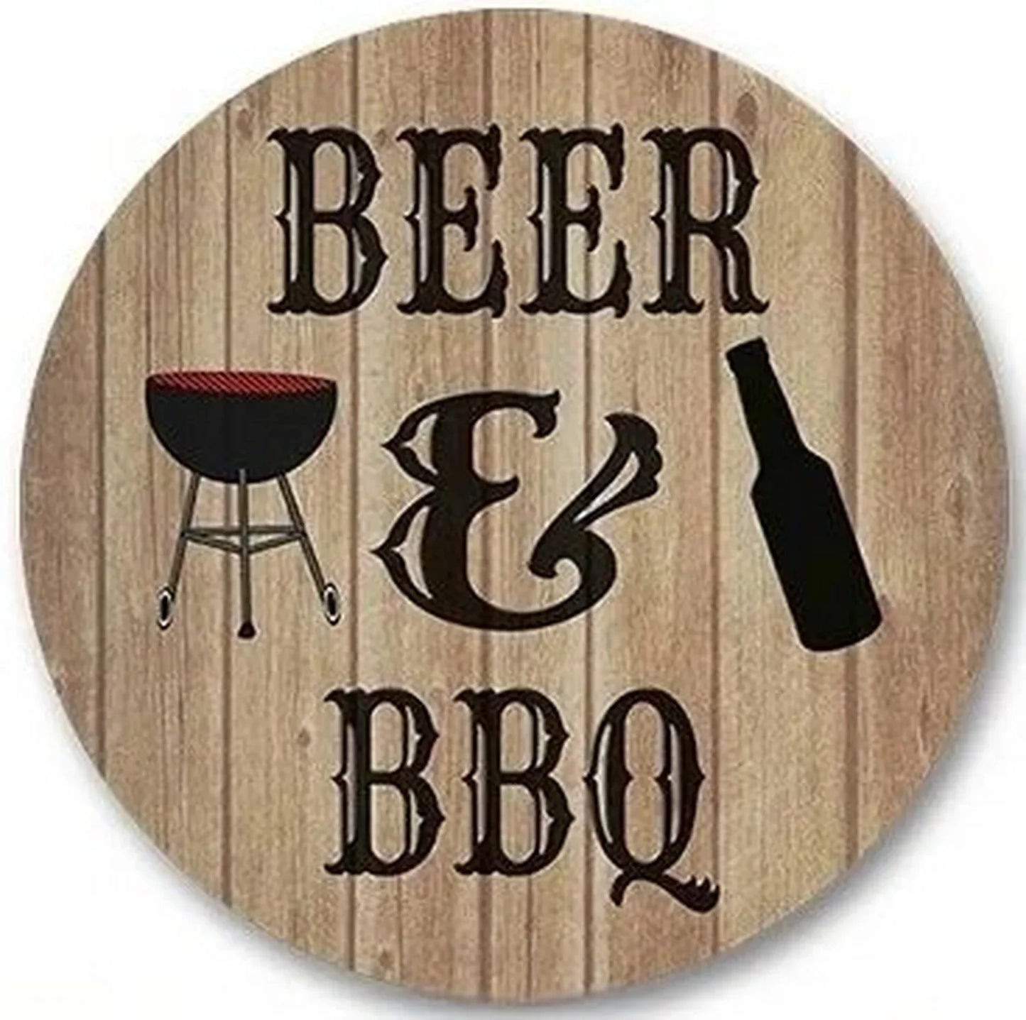 Retro Tin And Aluminium BBQ Signs. Novelty, Round, Vintage Style Signs For Garden, Shed, Man Cave, Restaurants And Cafes
