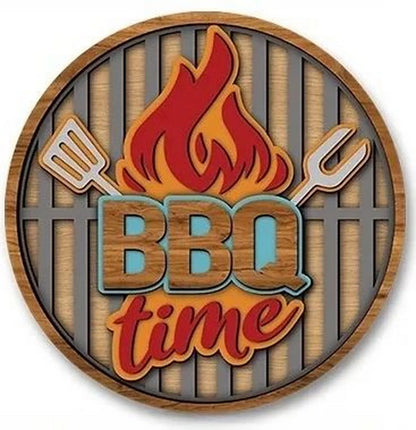 Retro Tin And Aluminium BBQ Signs. Novelty, Round, Vintage Style Signs For Garden, Shed, Man Cave, Restaurants And Cafes