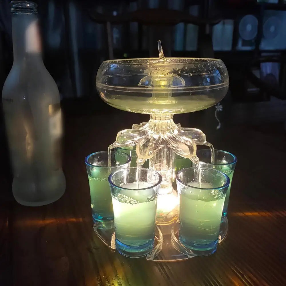 LED Party Shot Dispenser. Multi-Pour Shot Drinks With 6 Shot Glasses