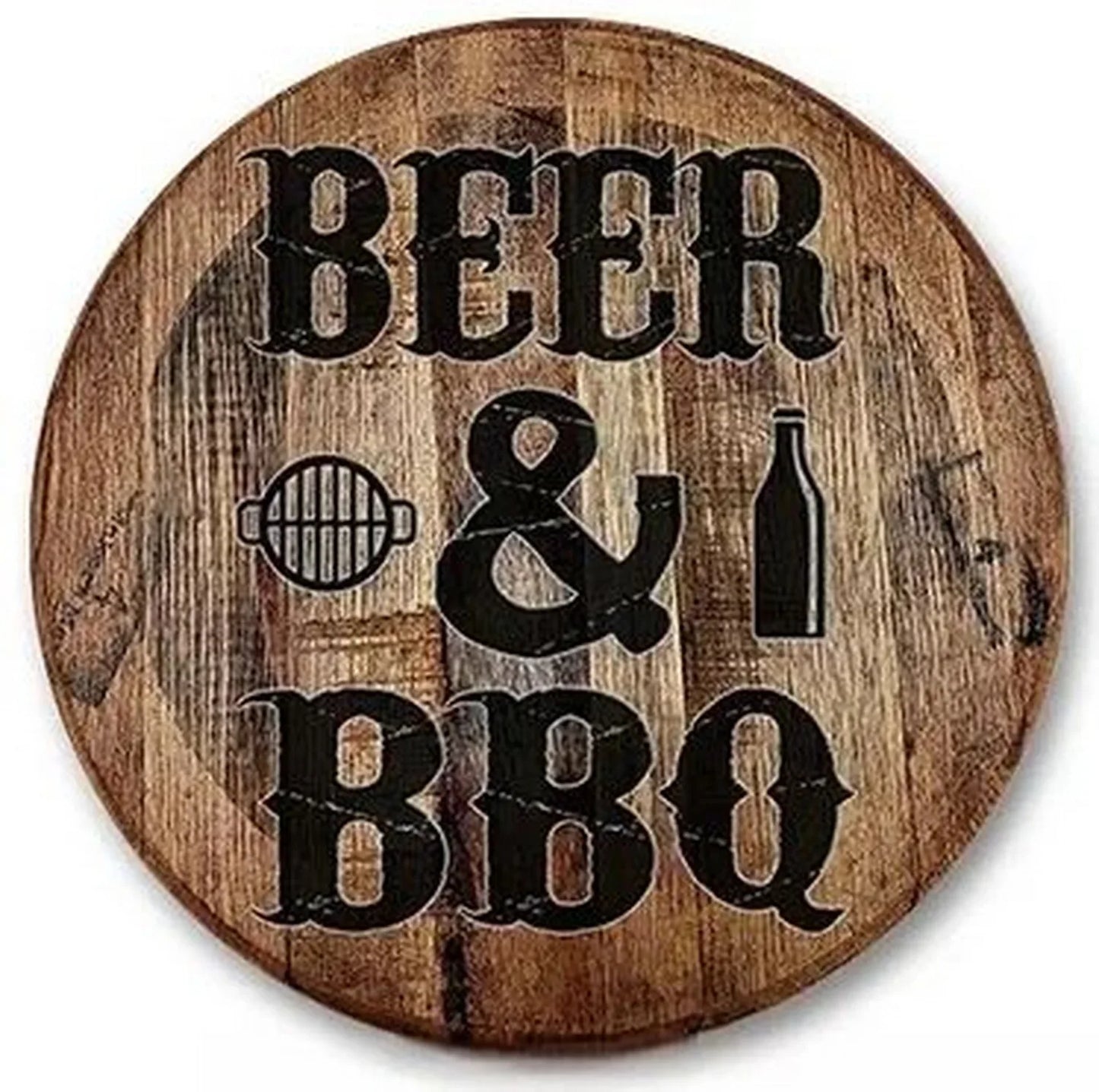 Retro Tin And Aluminium BBQ Signs. Novelty, Round, Vintage Style Signs For Garden, Shed, Man Cave, Restaurants And Cafes