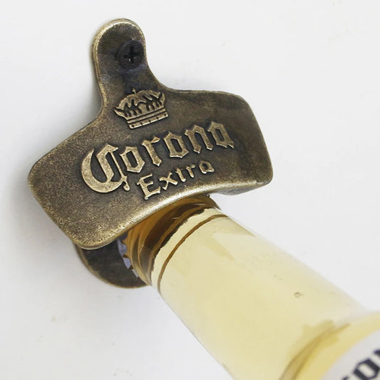 Corona Style Bottle Opener, Vintage, Wall Mounted Iron Opener For Kitchen, Garden Bar, Man Cave.