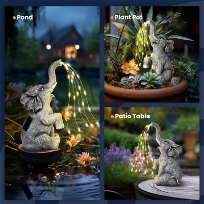 Solar Elephant Sprinkling Water String Lights for Garden