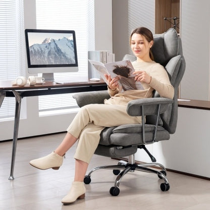 Leathaire Reclining Office Chair With Lumbar Support Pillow