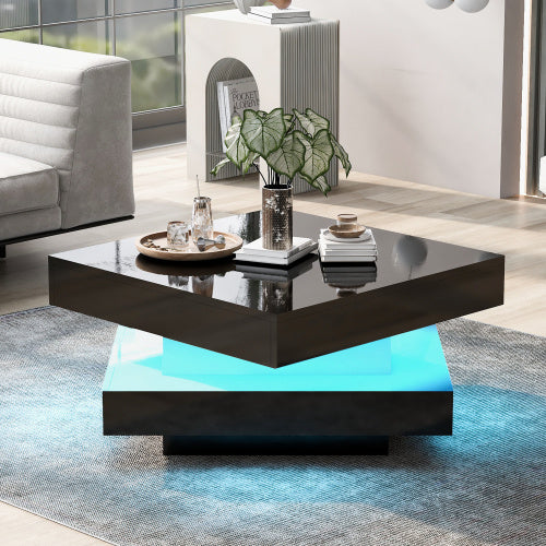 High Gloss Coffee Table. 360° Rotating Table Top With Multi-Colour LED Lighting
