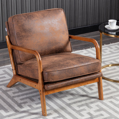 Mid-Century Modern Armchair. Stylish, Solid Accent Chair With Soft Upholstered Padding