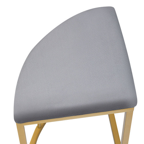 7-Piece Dining Set, Marble Effect Table & 6 Padded Stools. Space Saving Dining Set