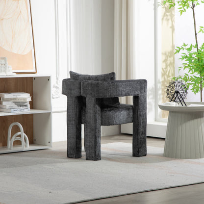 Set Of 2 Modern Chenille Lounge Chair With A Unique Hollow Armrest - Grey