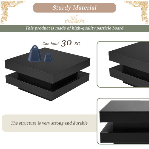 High Gloss Coffee Table. 360° Rotating Table Top With Multi-Colour LED Lighting