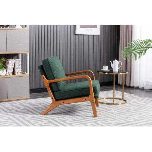 Mid-Century Modern Armchair. Stylish, Solid Accent Chair With Soft Upholstered Padding