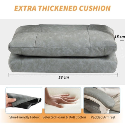 Reclining Faux Leather Office Chair With Inflatable Lumbar Cushion & Footrest