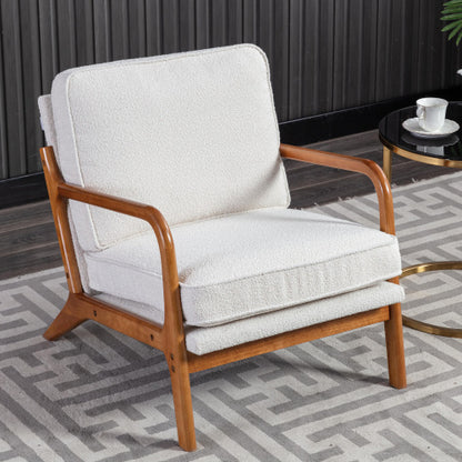 Mid-Century Modern Armchair. Stylish, Solid Accent Chair With Soft Upholstered Padding