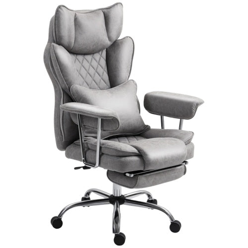 Leathaire Reclining Office Chair With Lumbar Support Pillow