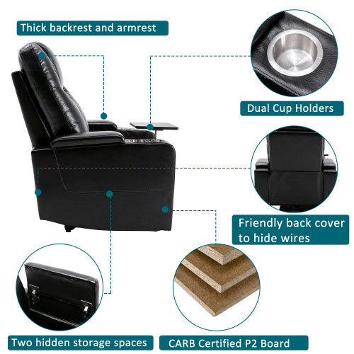 Heavy-Duty Power Recliner Armchair With USB Port, Cup Holder & Arm Storage