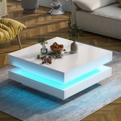 High Gloss Coffee Table. 360° Rotating Table Top With Multi-Colour LED Lighting