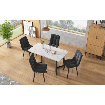 Set Of 4 Upholstered Dining Chairs. Luxury Velvet Padded Dining Chair Set