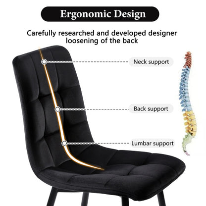 Set Of 4 Upholstered Dining Chairs. Luxury Velvet Padded Dining Chair Set