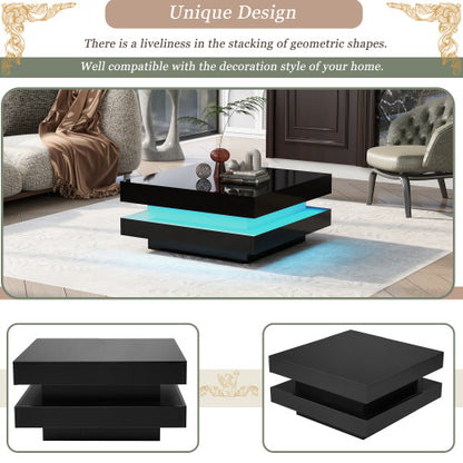 High Gloss Coffee Table. 360° Rotating Table Top With Multi-Colour LED Lighting