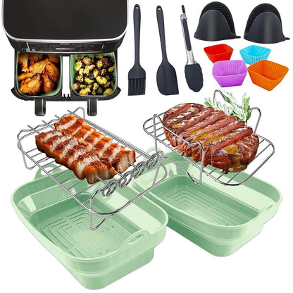 Silicone Air Fryer Liners, Racks and Accessories For Ninja Dual 13 Pcs