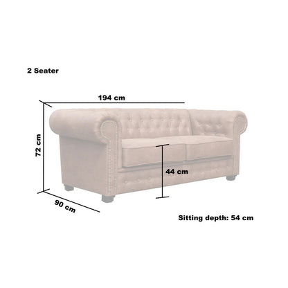 Faux Leather Chesterfield Sofa, 2 & 3 Seater Button Tufted Couch - Brown