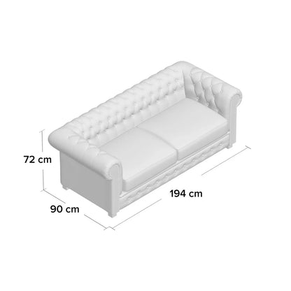 Faux Leather Chesterfield Sofa, 2 & 3 Seater Button Tufted Couch - Brown