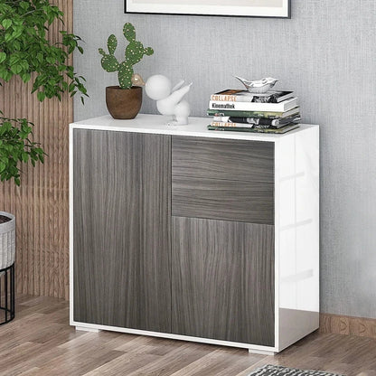 High Gloss Frame Sideboard, Side Cabinet, Push-Open Design with 2 Drawer