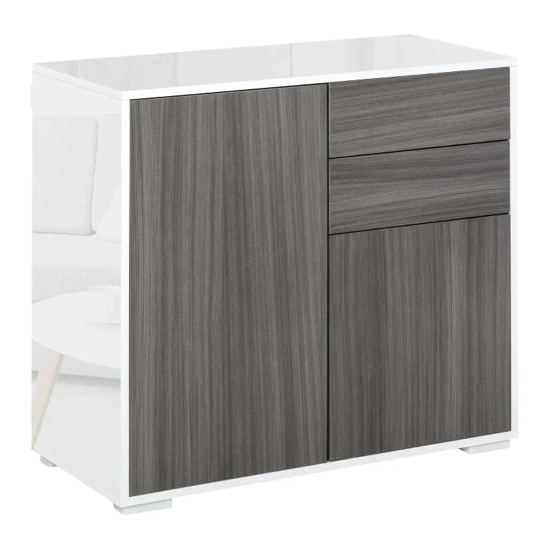 High Gloss Frame Sideboard, Side Cabinet, Push-Open Design with 2 Drawer