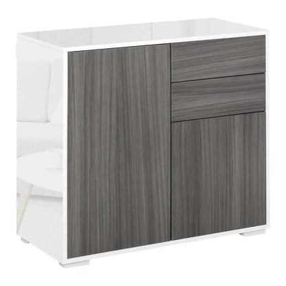 High Gloss Frame Sideboard, Side Cabinet, Push-Open Design with 2 Drawer