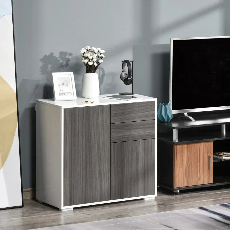 High Gloss Frame Sideboard, Side Cabinet, Push-Open Design with 2 Drawer