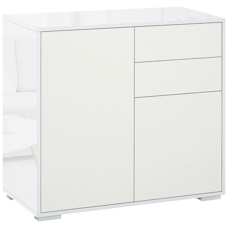 High Gloss Frame Sideboard, Side Cabinet, Push-Open Design with 2 Drawer