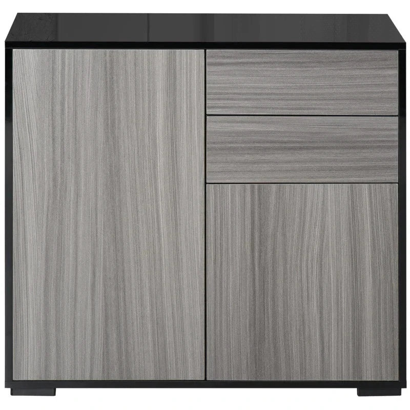 High Gloss Frame Sideboard, Side Cabinet, Push-Open Design with 2 Drawer