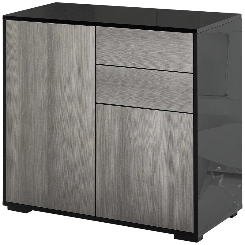 High Gloss Frame Sideboard, Side Cabinet, Push-Open Design with 2 Drawer