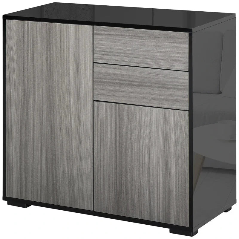 High Gloss Frame Sideboard, Side Cabinet, Push-Open Design with 2 Drawer