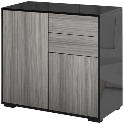 High Gloss Frame Sideboard, Side Cabinet, Push-Open Design with 2 Drawer
